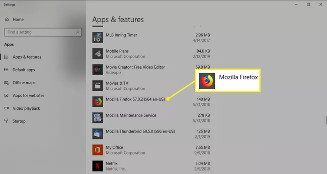Etiquetar aplicaciones y configuraciones de funciones en Windows 10 para Mozilla Firefox