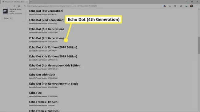 Echo Dot 4th Gen listado en Amazon.com