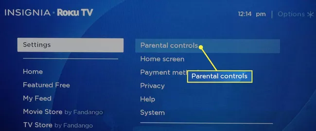 Controles parentales en la configuración de Roku TV
