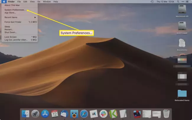 Menú MacOS Apple con Preferencias del sistema resaltadas