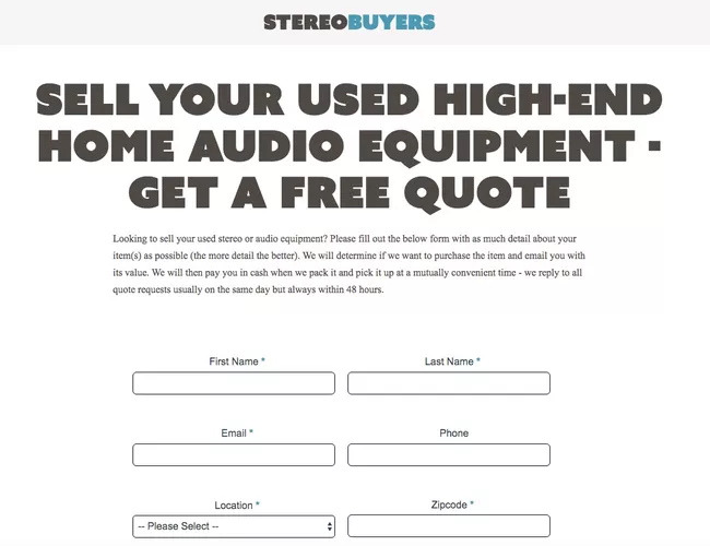 El sitio web StereoBuyers vende sistemas estéreo usados