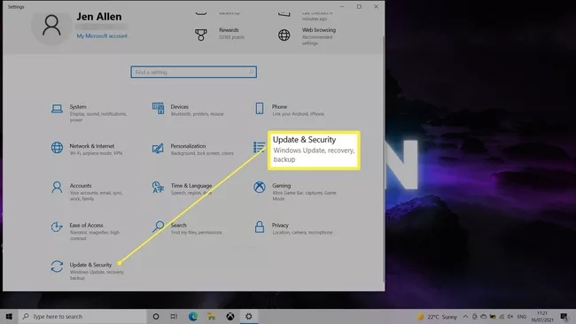 Configuración de Windows 10 que enfatiza las actualizaciones y la seguridad