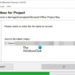 Microsoft Project no puede abrir el archivo;  Repare los archivos de proyecto dañados